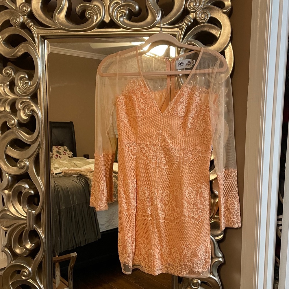 Xenia Boutique Sheer/Lace Detail Cocktail Dress